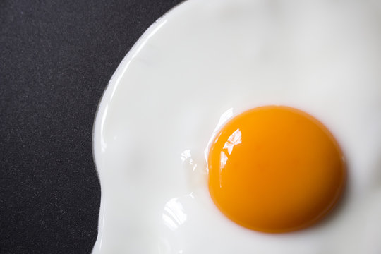 Close Up Fried Egg On Frying Pan