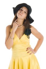 Pretty woman in yellow dress