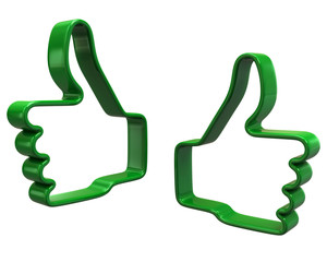 Green hands with  thumbs up