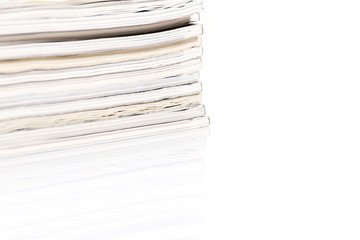 Magazines up close shot on white background