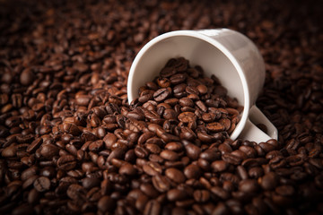 inverted cup with coffee beans