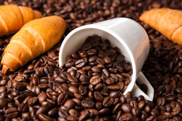 inverted cup with coffee beans