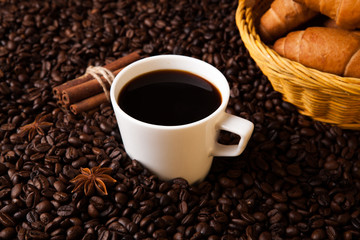 coffee still life on a wood background