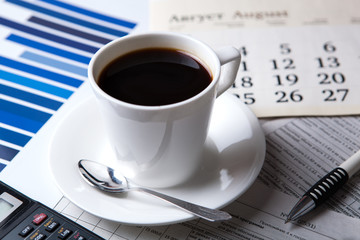 business still life and cup of coffee