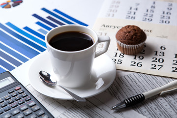 business still life and cup of coffee