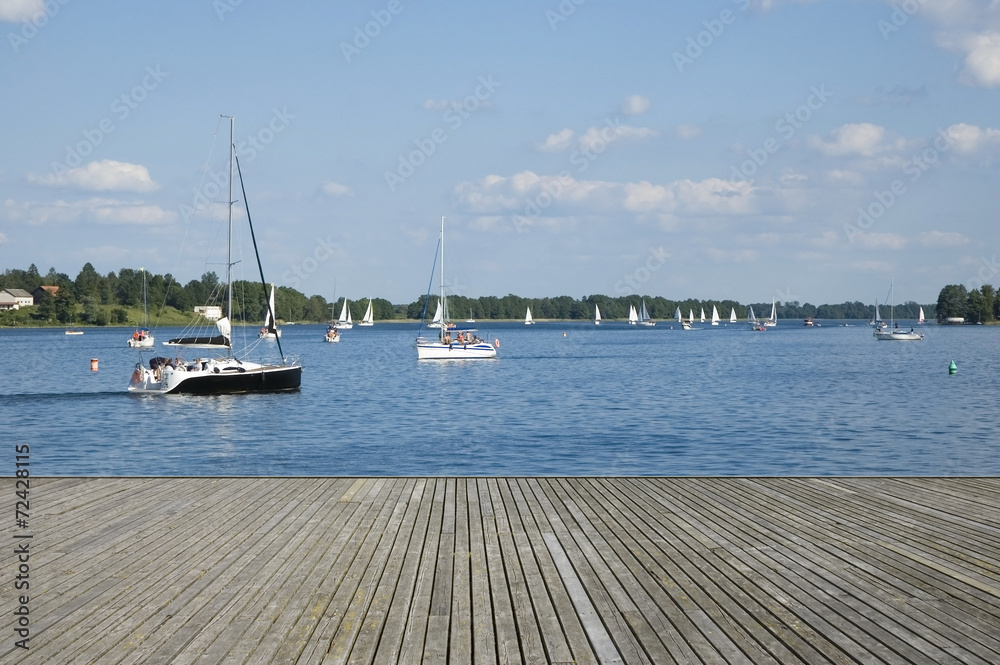 Canvas Prints jetty and yachts