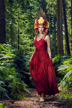 Beautiful woman in forest