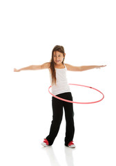 Happy girl with hula hoop