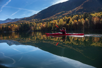 Kayaking on a calm lake