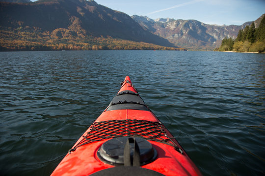 Kayaking on a calm lake