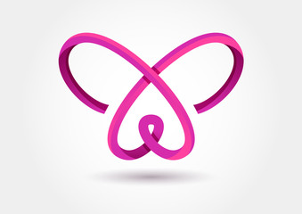 Abstract infinity butterfly symbol. Vector logo template. Design