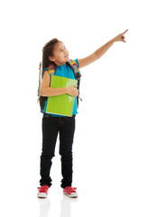 Little girl holding notebooks