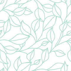Floral seamless pattern with green leaf. Vector background - 72430189