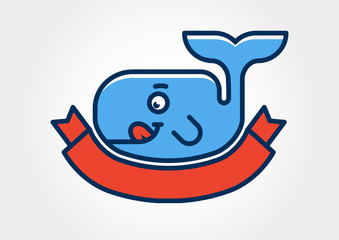 Vector blue whale logo design template. Vector illustration
