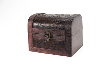 Vintage wood teasure box have lock beside