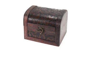 Vintage wood teasure box have lock beside
