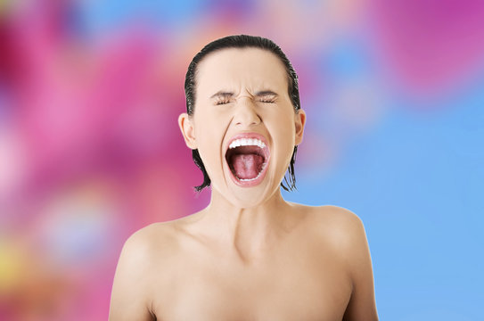 Fototapeta Nude woman screaming