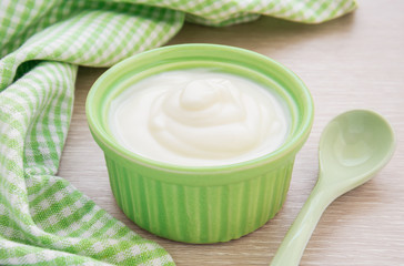 Yogurt in green bowl