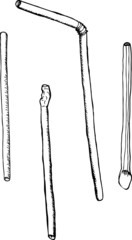 Various Outlined Straws
