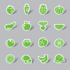 Fruit and Vegetables Color Icon Label