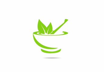 traditional, herbal, pharmacy, logo, symbol, leaf