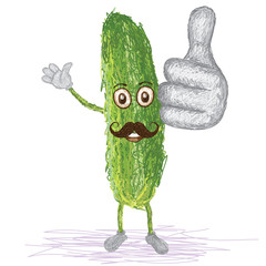 cucumber vegetable mustache cartoon