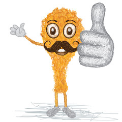 fried chiken mustache cartoon