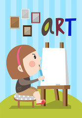 Education and a girl drawing a picture
