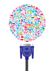 template design with social network icons background ,Circle