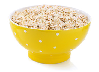 bowl of oat flake on white