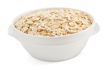 bowl of oat flake on white