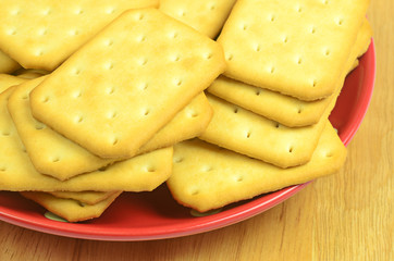 Salty crackers in square shape
