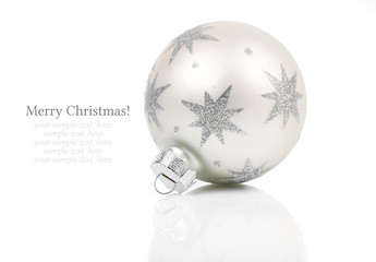 White christmas bauble isolated on white background
