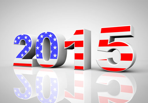 New Year 2015 Sign as USA Flag