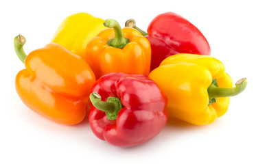 Fresh sweet colorful pepper isolated on white background closeup