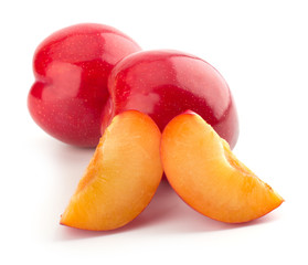 Sweet red plum isolated on white background cutout