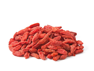 Dry red goji berries for a healthy diet isolated on white