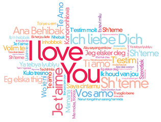 I LOVE YOU vector word cloud style