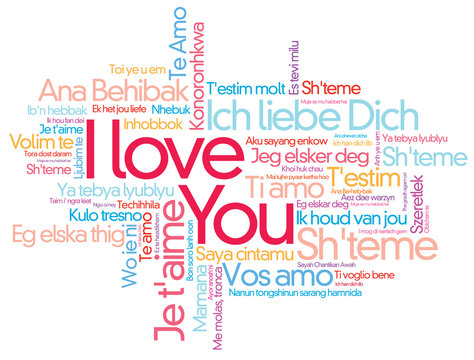 I LOVE YOU vector word cloud style