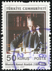 stamp printed by Turkey, shows president Kemal Ataturk