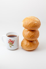 hard roll and coffee