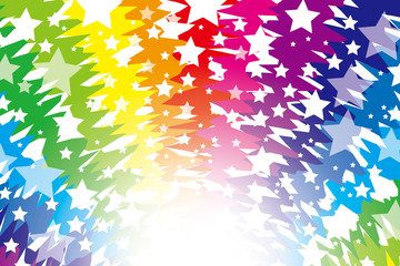 Fototapeta premium #Background #wallpaper #Vector #Illustration #design #free #free_size #charge_free #colorful #color rainbow,show business,entertainment 背景素材壁紙(ラフな虹色放射とクロス,光キラキラ星,キラ星,星の模様,放射状,星,星模様,虹,虹色,レインボー,七色)