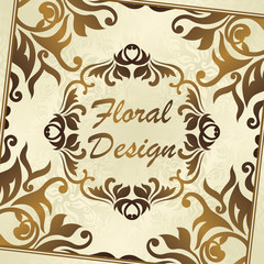 Stylish card with floral gold frame