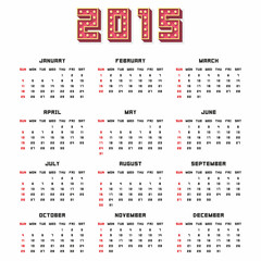 Simple calendar 2015.Vector illustration.