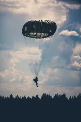 Acrylic prints Air sports Parachutist in the war