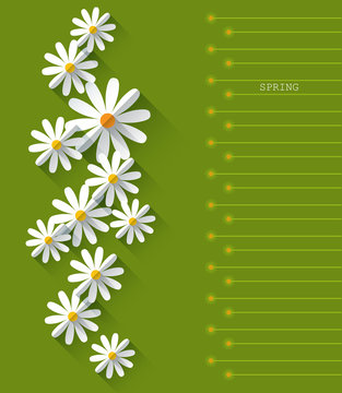 Abstract spring background with paper flowers