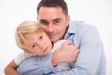Happy family isolated on white background