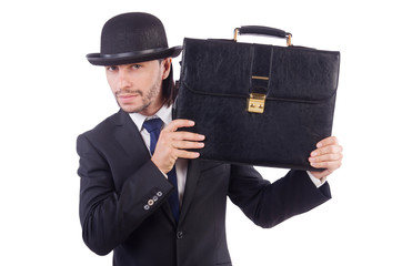 Young businessman isolated on the white background