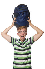 Fototapeta premium Funny student isolated on the white background