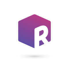 Letter R cube logo icon design template elements